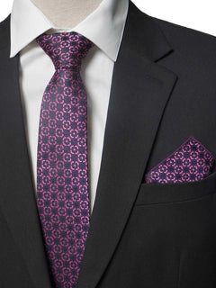 Purple With Elegant design Tie Set (TS-187)