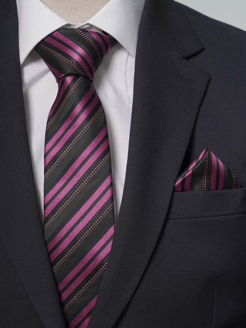 Purple Multi Stripped Tie Set (TS-209)