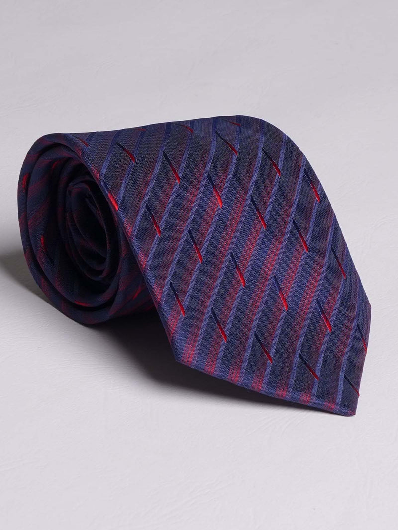Dark Blue & Maroon Striped Tie (TIE-788)