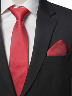 Red Plain Tie Set (TS-205)