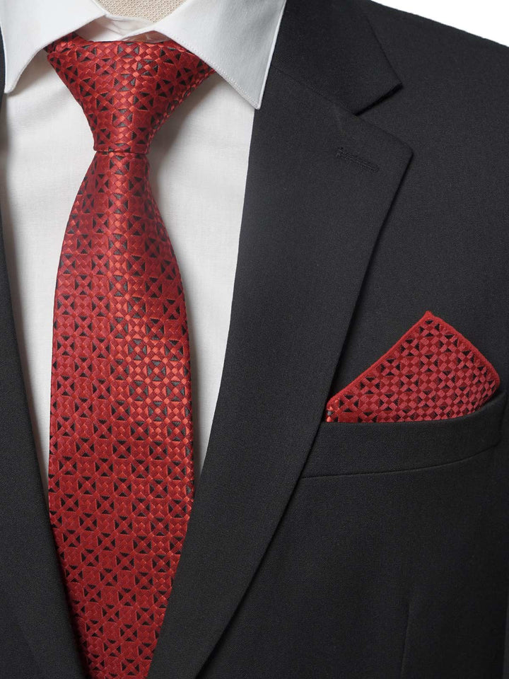 Red With Elegant Design Tie Set (TS-181)