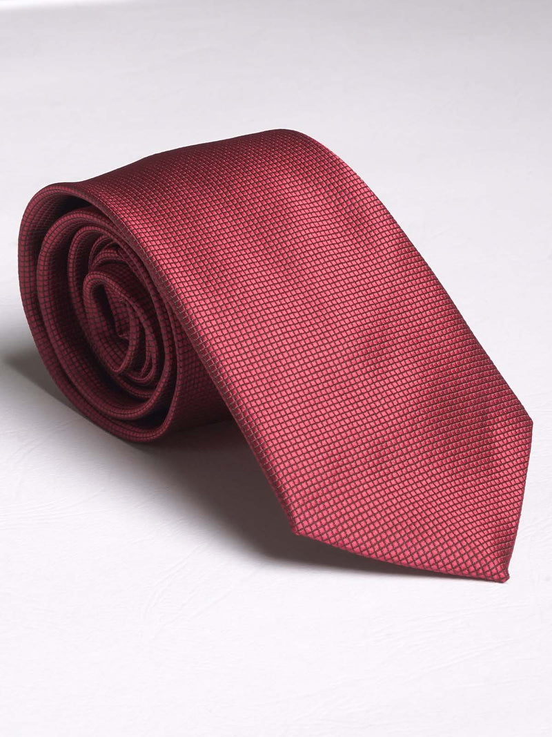 Red Plain Textured Tie (Tie-604)