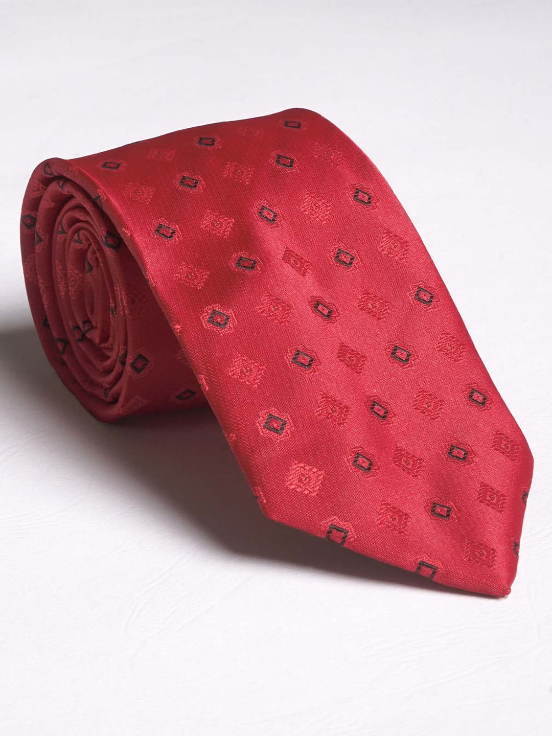 Red Tunal Floral Print Tie (Tie-587)