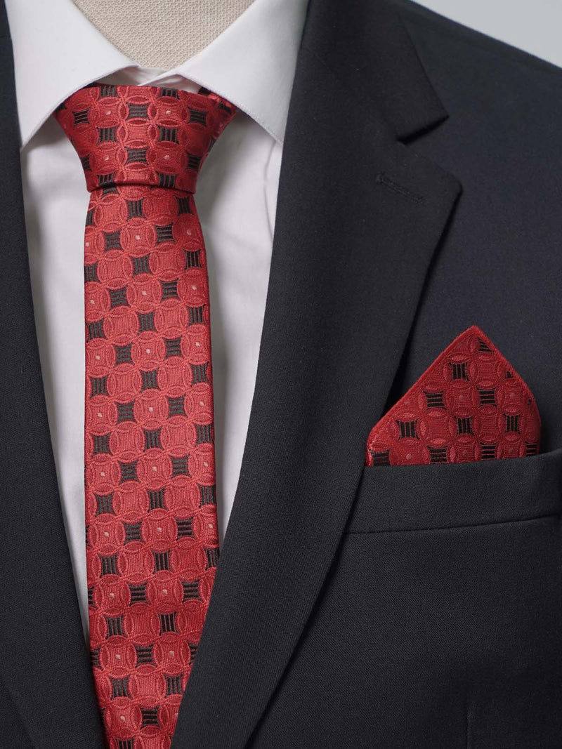 Red Multi Pattern Tie Set (TS-233)