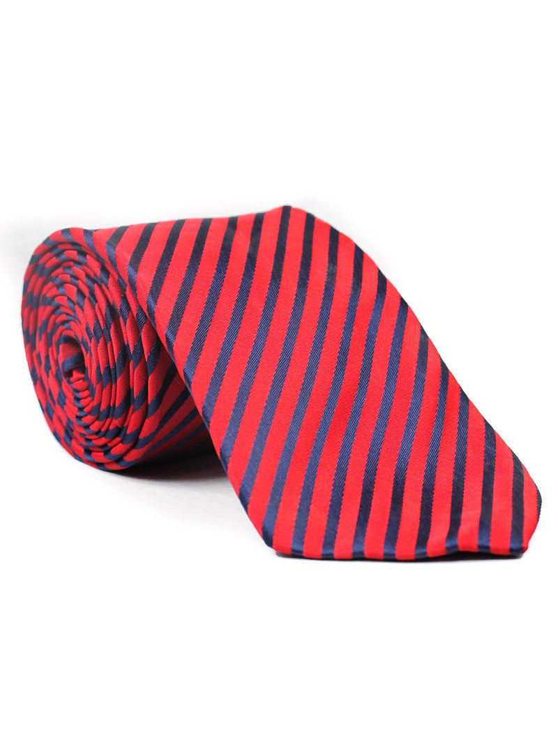 Red With Dark Blue Stripe Tie (tie-656)