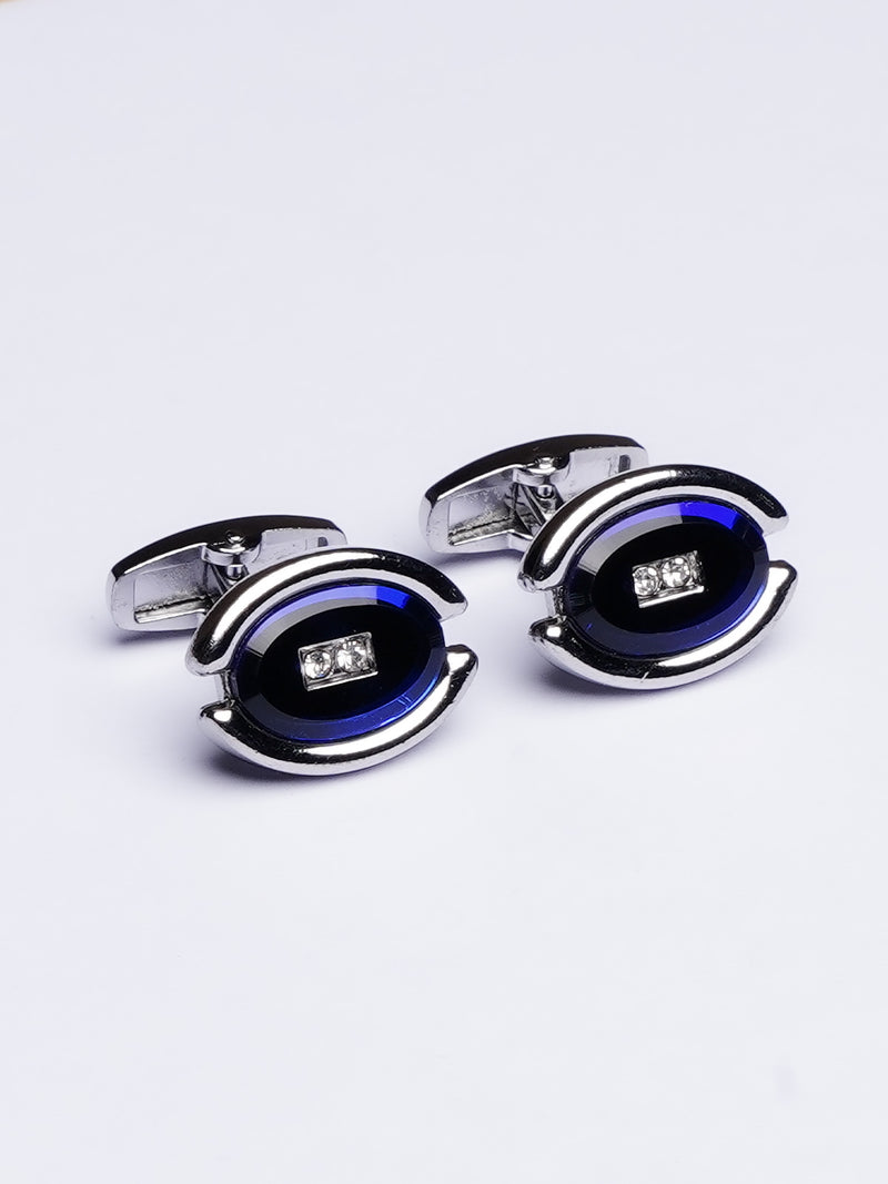 Royal Blue Gem Silver Cufflink (CUFFLINK-435)