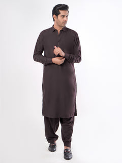 Dark Brown Plain Exclusive Range Designer Shalwar Kameez (SK-377)