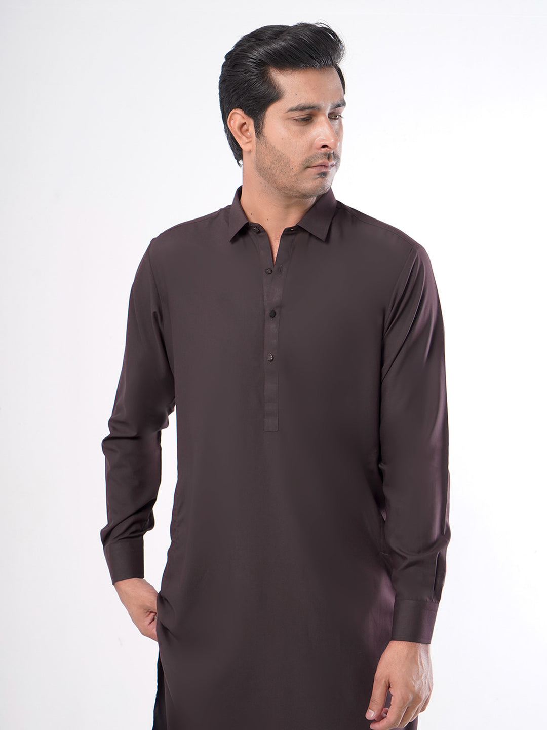 Dark Brown Plain Exclusive Range Designer Shalwar Kameez (SK-377)