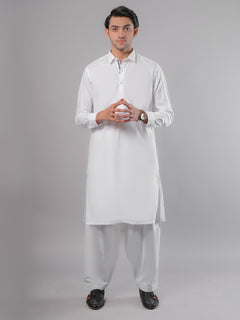 Off White Plain Exclusive Range Designer Shalwar Kameez (SK-379)