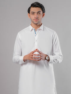 Off White Plain Exclusive Range Designer Shalwar Kameez (SK-379)