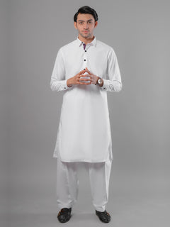 Off White Plain Exclusive Range Designer Shalwar Kameez (SK-383)