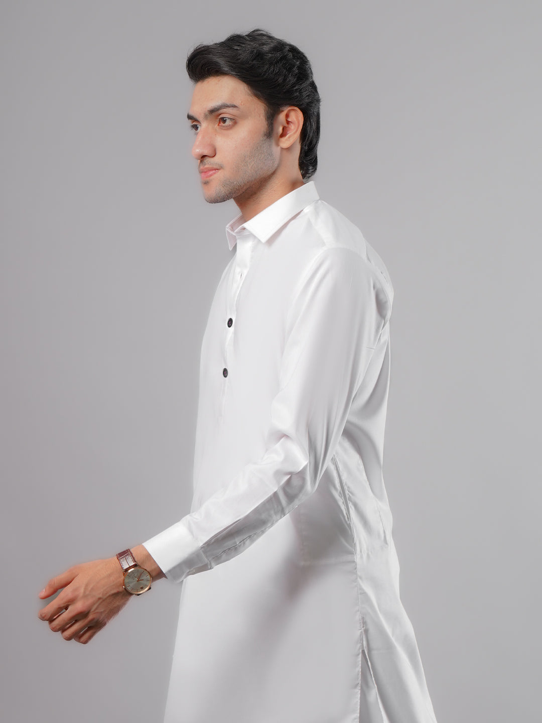 Off White Plain Exclusive Range Designer Shalwar Kameez (SK-383)