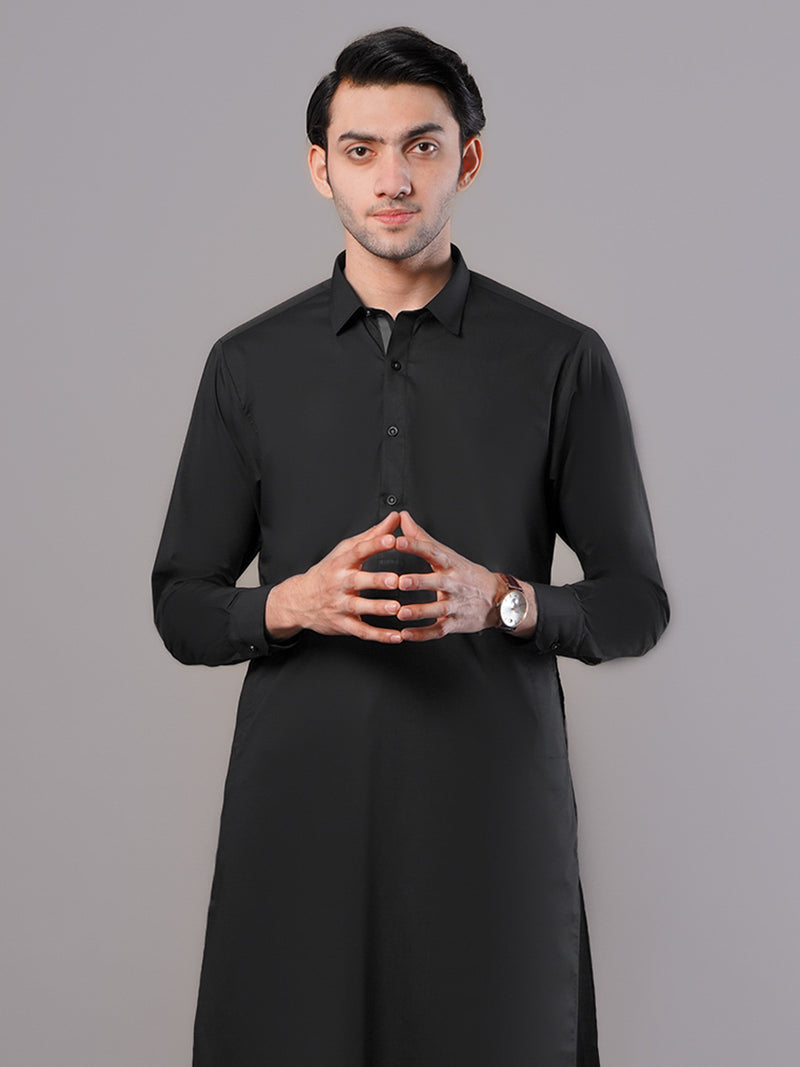 Black Plain Exclusive Range Designer Shalwar Kameez (SK-388)