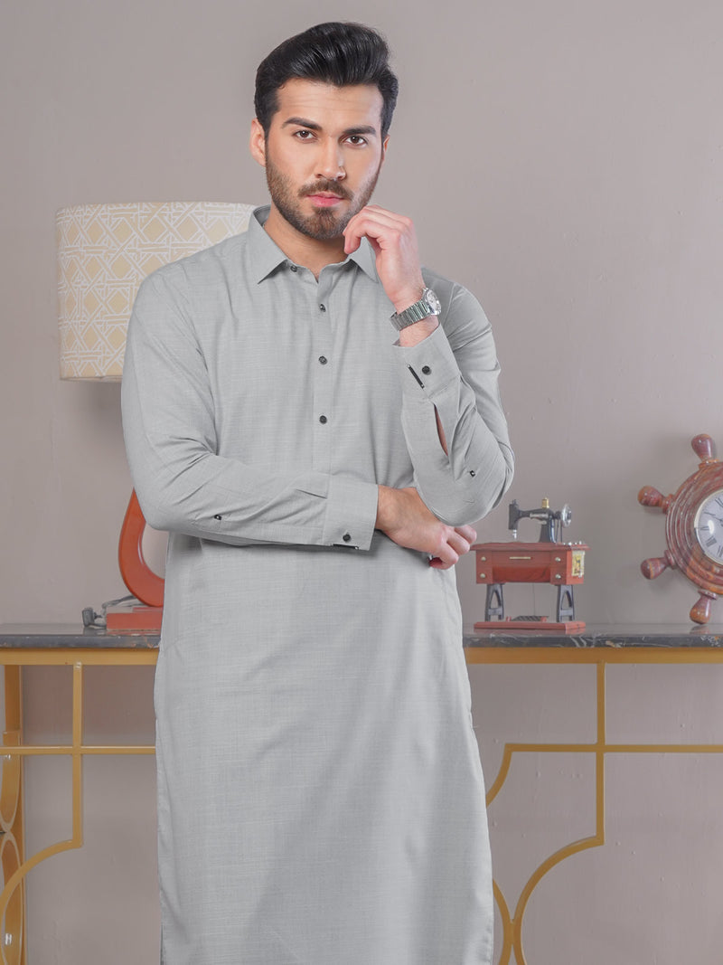 Light Grey Self Exclusive Range Designer Shalwar Kameez (SK-391)