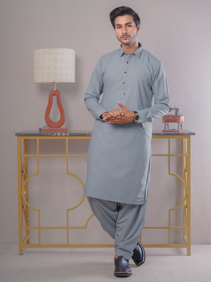 Ash Grey Self Exclusive Range Designer Shalwar Kameez (SK-392)