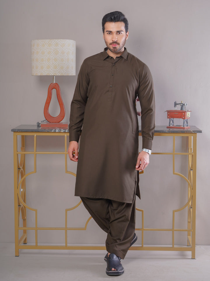 Brown Self Exclusive Range Designer Shalwar Kameez (SK-394)