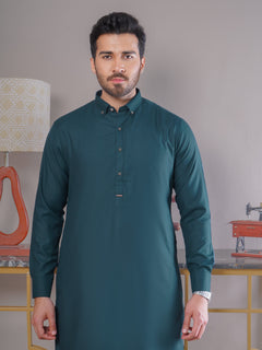 Turquoise Self Exclusive Range Button Down Designer Shalwar Kameez (SK-397)