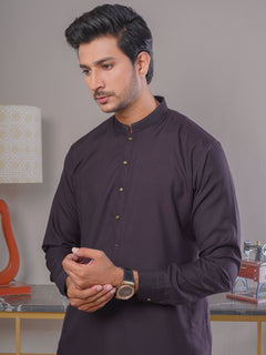 Dark Purple Self Exclusive Range Ban Collar Designer Kurta Pajama (SK-398)