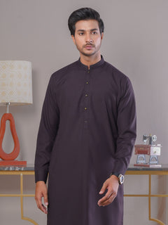 Dark Purple Self Exclusive Range Ban Collar Designer Kurta Pajama (SK-398)