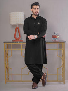 Black Plain Plain Exclusive Range Designer Shalwar Kameez (SK-399)