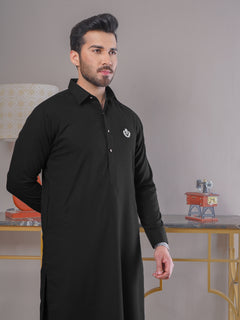 Black Plain Plain Exclusive Range Designer Shalwar Kameez (SK-399)