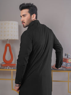 Black Plain Plain Exclusive Range Designer Shalwar Kameez (SK-399)