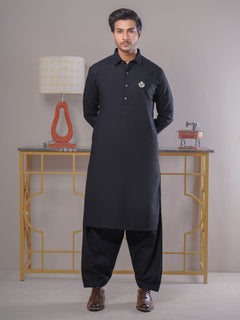 Navy Blue Plain Exclusive Range Designer Shalwar Kameez (SK-400)