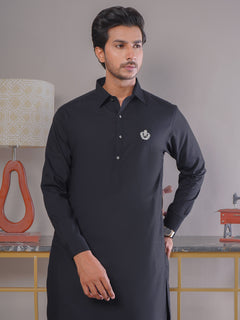 Navy Blue Plain Exclusive Range Designer Shalwar Kameez (SK-400)