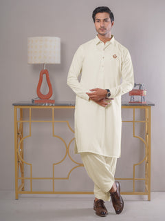 Cream Plain Exclusive Range Designer Shalwar Kameez (SK-401)