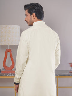 Cream Plain Exclusive Range Designer Shalwar Kameez (SK-401)