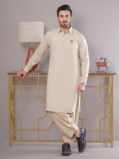 Beige Plain Exclusive Range Designer Shalwar Kameez (SK-402)