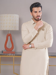 Beige Plain Exclusive Range Designer Shalwar Kameez (SK-402)