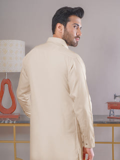 Beige Plain Exclusive Range Designer Shalwar Kameez (SK-402)