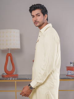 Cream Plain Exclusive Range Designer Shalwar Kameez (SK-403)