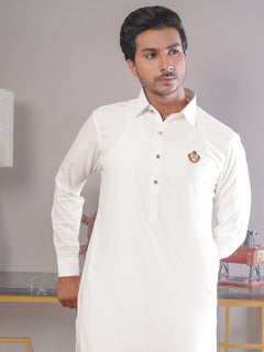 Off White Plain Exclusive Range Designer Shalwar Kameez (SK-404)