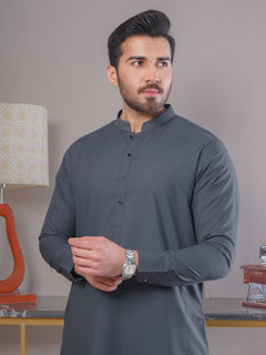 Grey Self Exclusive Range Ban Collar Designer Kurta Pajama (SK-408)