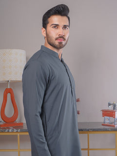 Grey Self Exclusive Range Ban Collar Designer Kurta Pajama (SK-408)