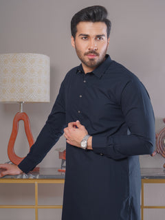 Navy Blue Self Exclusive Range Designer Shalwar Kameez (SK-412)