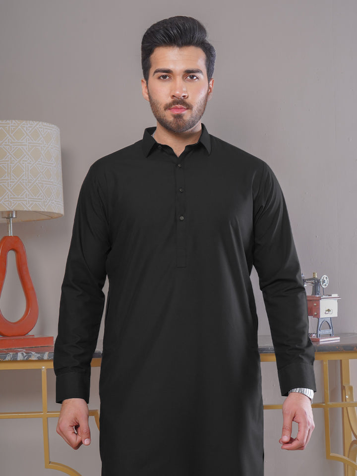 Black Plain Exclusive Range Designer Shalwar Kameez (SK-413)