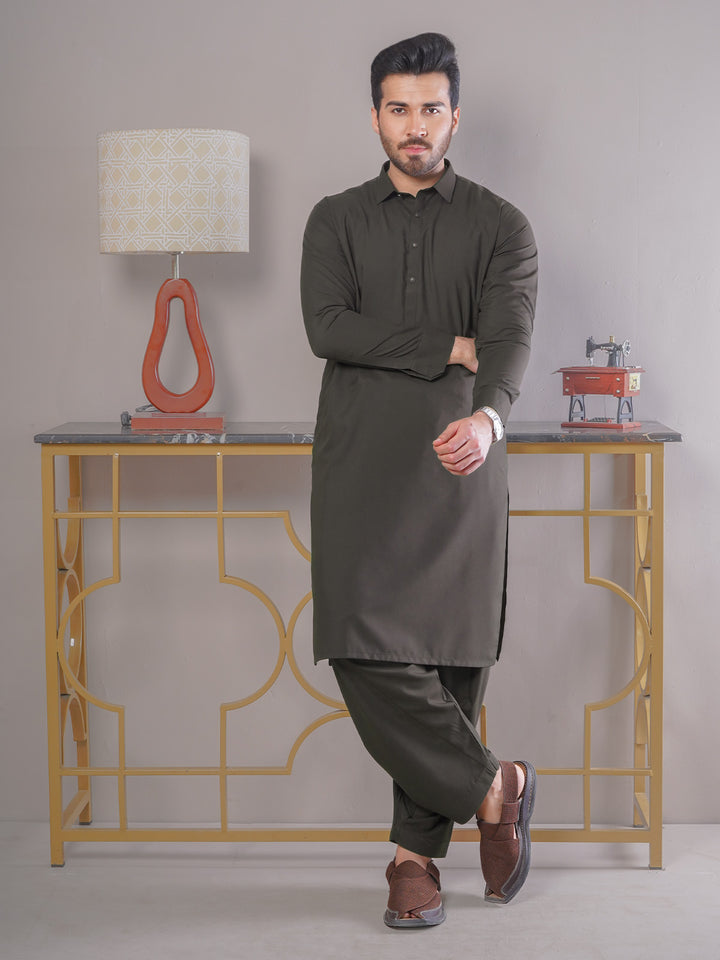 Dark Brown Self Exclusive Range Designer Shalwar Kameez (SK-415)