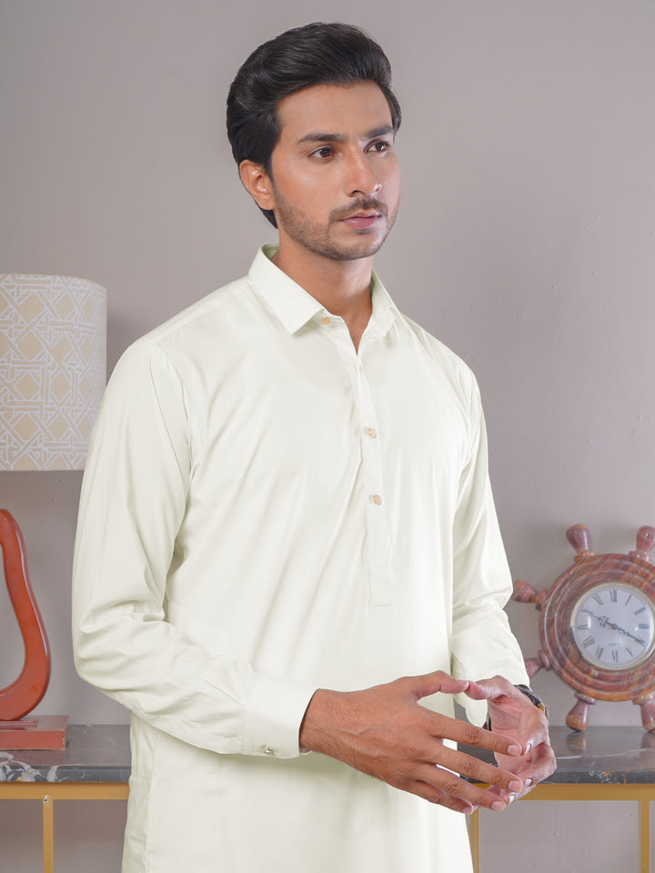 Off White Plain Exclusive Range Designer Shalwar Kameez (SK-418)