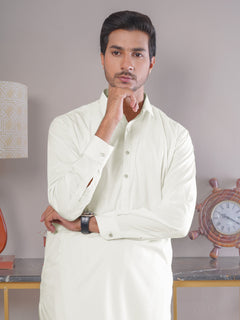 Off White Plain Exclusive Range Designer Shalwar Kameez (SK-418)