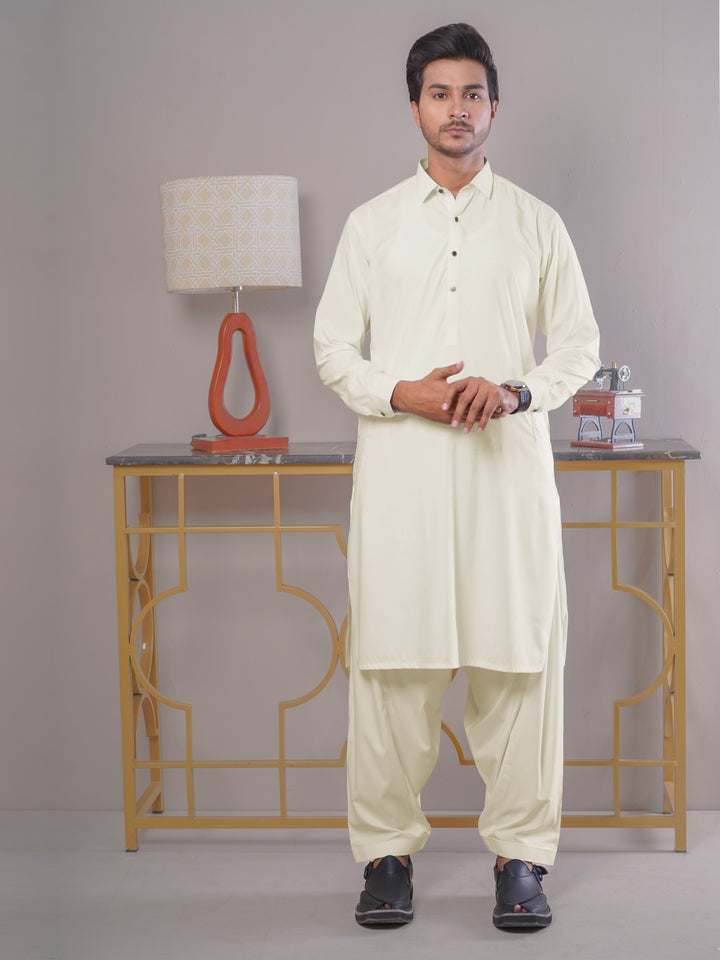 Cream Plain Exclusive Range Designer Shalwar Kameez (SK-419)