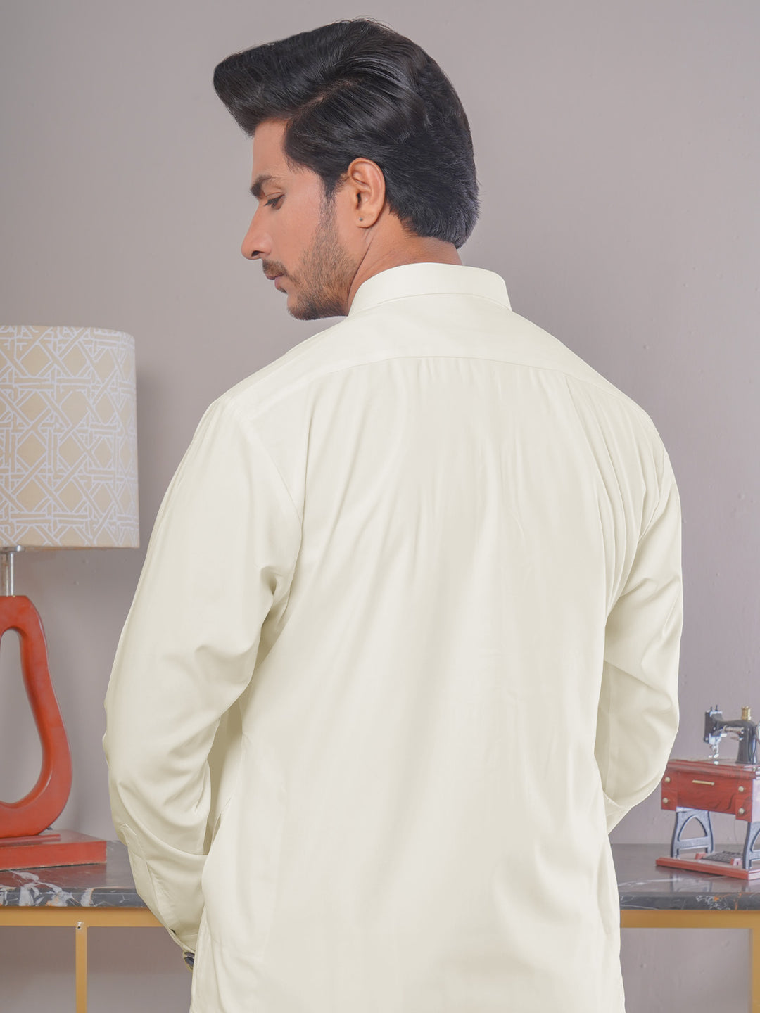 Cream Plain Exclusive Range Designer Shalwar Kameez (SK-419)