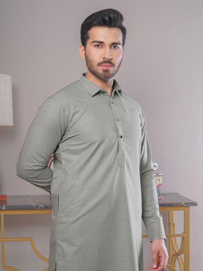 Light Grey Self Exclusive Range Designer Shalwar Kameez (SK-425)