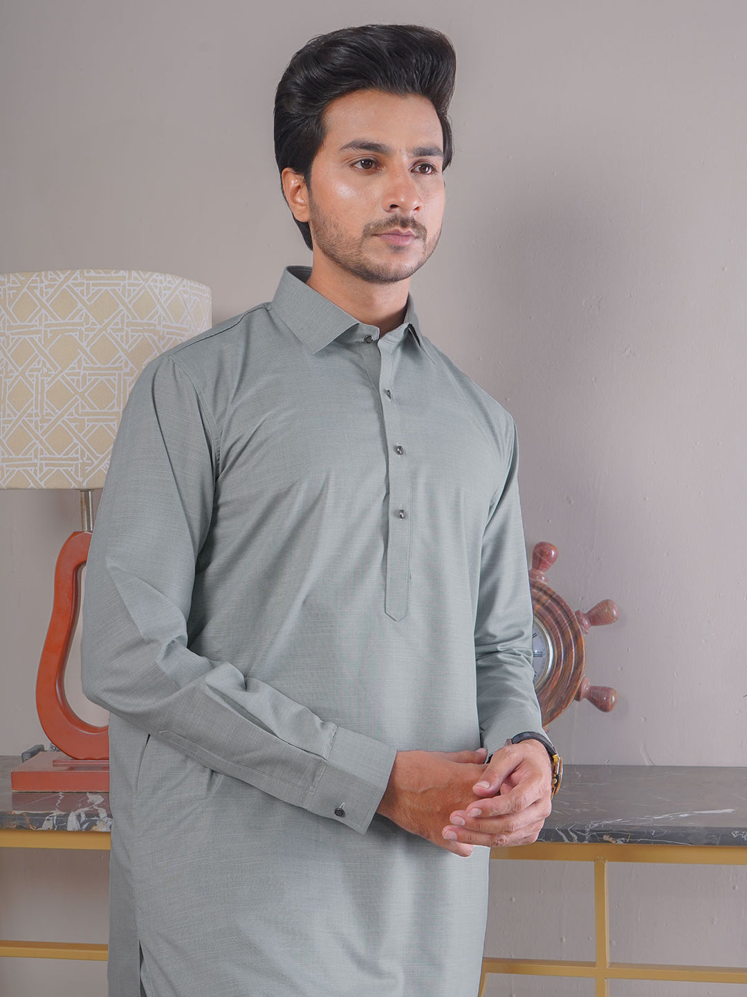 Ash Grey Self Exclusive Range Designer Shalwar Kameez (SK-426)