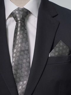 Silver Multi Pattern Tie Set (TS-220)