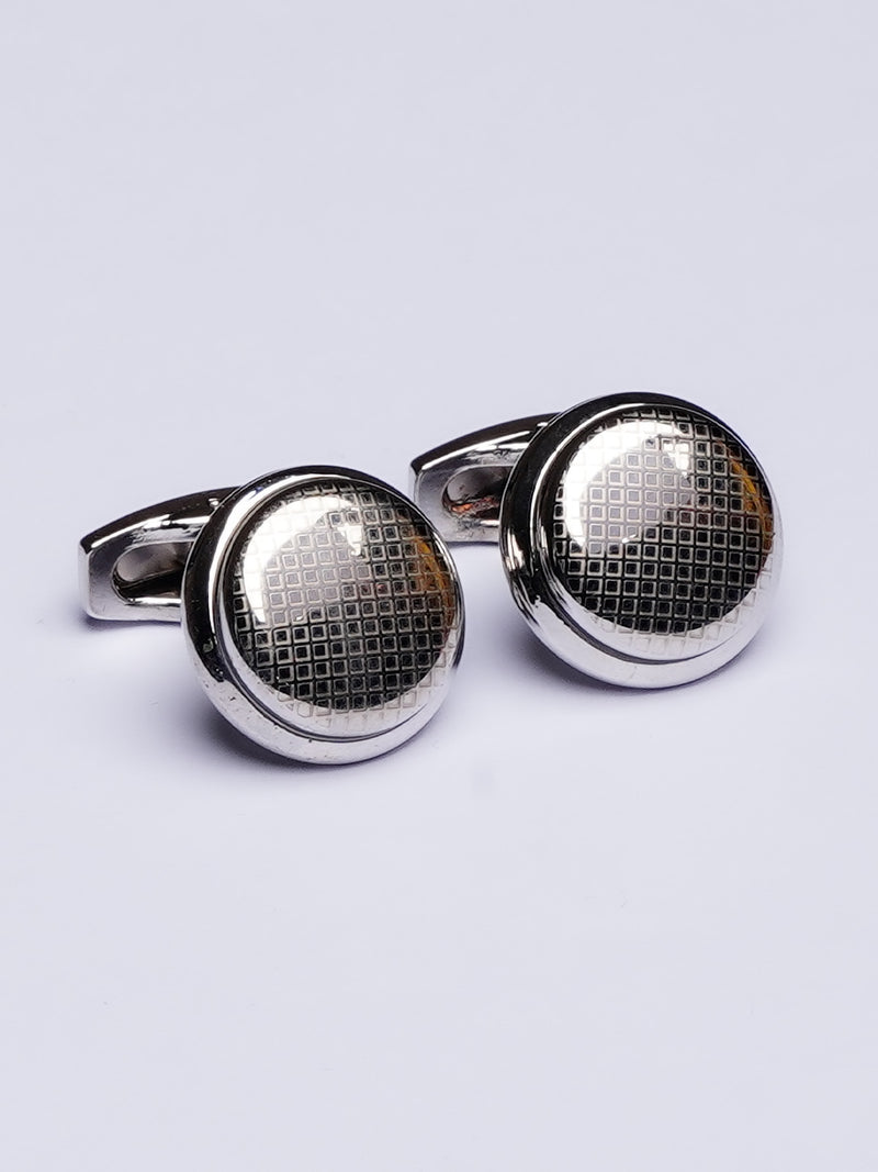 Silver Round Textured Cufflink (CUFFLINK-456)