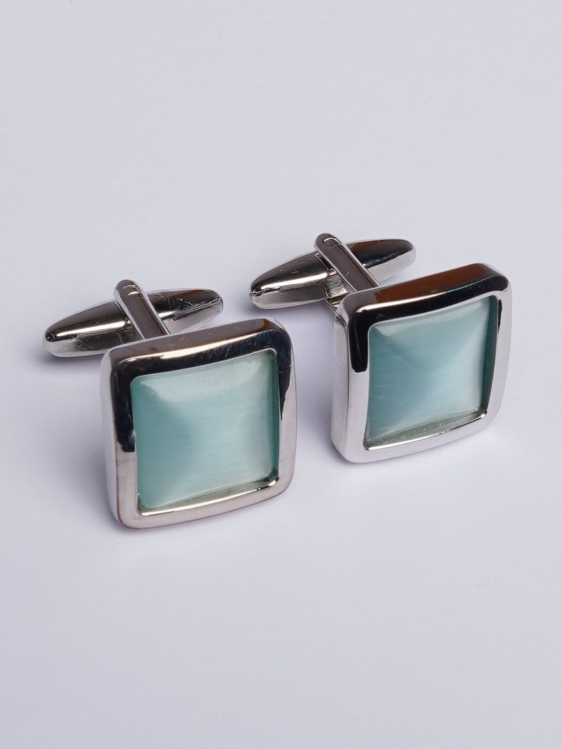 Sky Blue Square Border Cufflink (CUFFLINK-430)