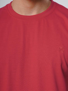 Red Plain Half Sleeves Men’s Round Neck T-Shirt (TEE-100)